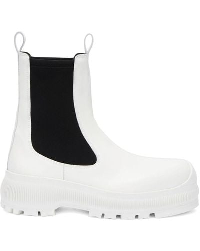 Jil Sander Slip-on Leather Ankle Boots - White