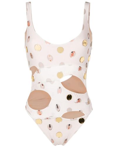 Amir Slama Graphic-print Cut-out One-piece Swimsuit - White
