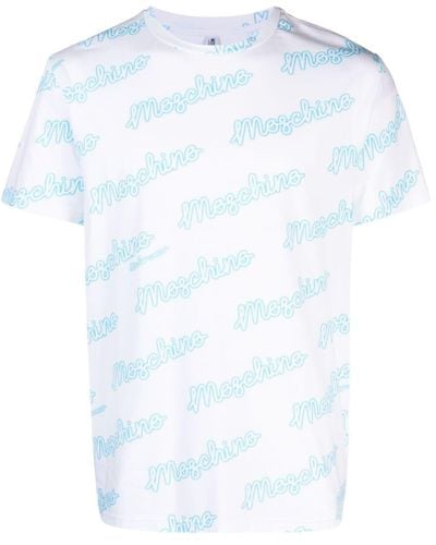 Moschino Logo-print Stretch-cotton T-shirt - Blue