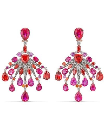 Anabela Chan 18kt Yellow Gold Starburst Multi-stone Earrings - Red