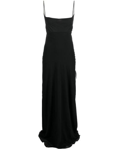 ANDAMANE Open-back Silk Maxi Slip Dress - Black