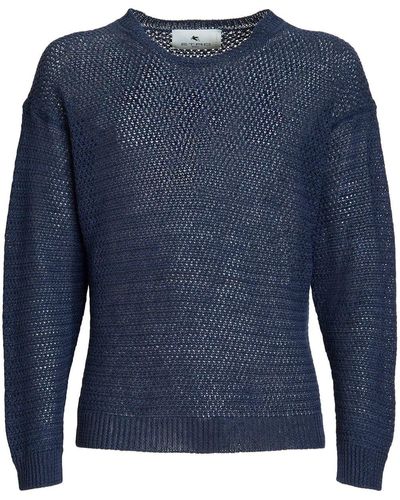 Etro Open-knit Linen Sweater - Blue