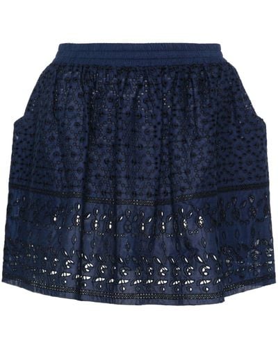 Ermanno Scervino Broderie-anglaise Mini Skirt - Blue