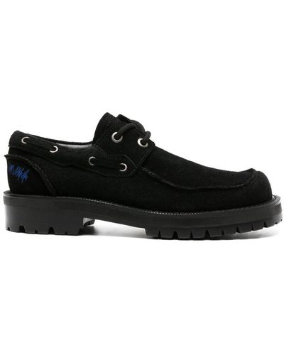 Adererror Square-toe Leather Boat Shoes - Black