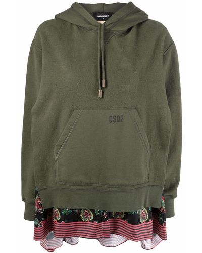 DSquared² Paneled Pullover Logo-print Hoodie - Green
