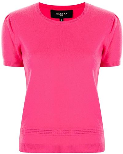 Paule Ka Shortsleeved Cashmere Top - Pink