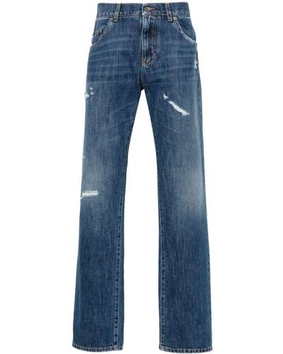Dolce & Gabbana Gerade Jeans mit Distressed-Detail - Blau