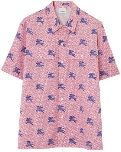 Burberry Ekd Tb-monogram Cotton Shirt - Pink