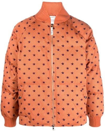 Advisory Board Crystals Logo-patch star-print bomber jacket - Naranja