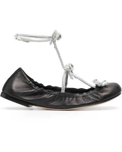 Rene Caovilla Caterina Leather Ballerina Shoes - White