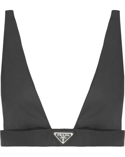 Prada Re-nylon Logo-plaque Bralette - Black