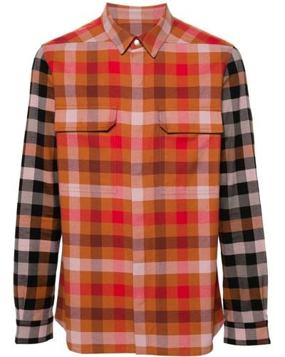 Rick Owens Gingham-pattern Cotton Shirt - Red