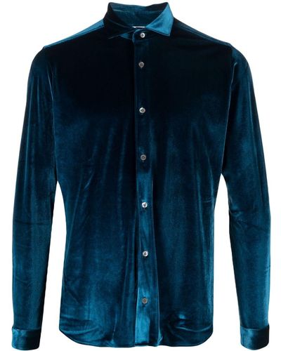 Tintoria Mattei 954 Long-sleeve Velvet Shirt - Blue