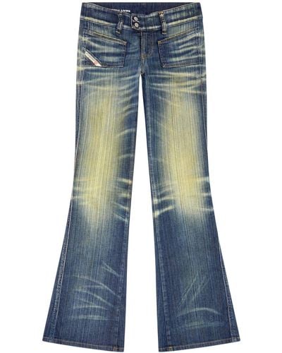 DIESEL D-hush Low-rise Bootcut Jeans - Blue