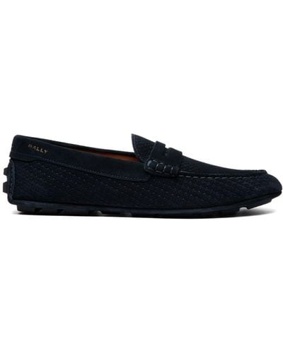 Bally Logo-embroidered Round-toe Loafers - Blue