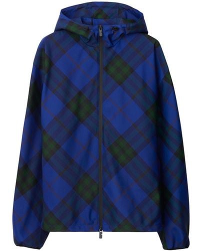 Burberry House Check Hooded Jacket - Blue