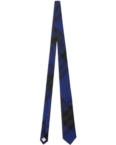 Burberry Check-print Silk Tie - Blue