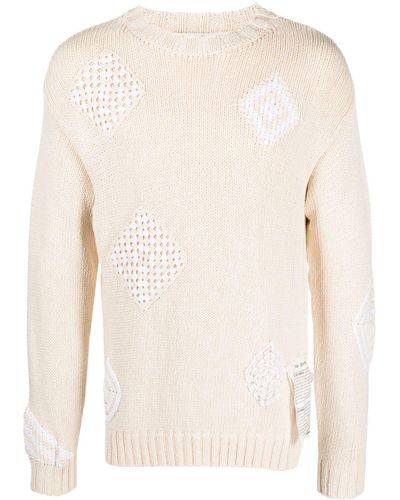 Ballantyne Patchwork Ribbed-knit Sweatshirt - Natural