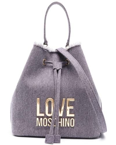 Love Moschino Ausgefranster Jeans-Fischerhut - Lila