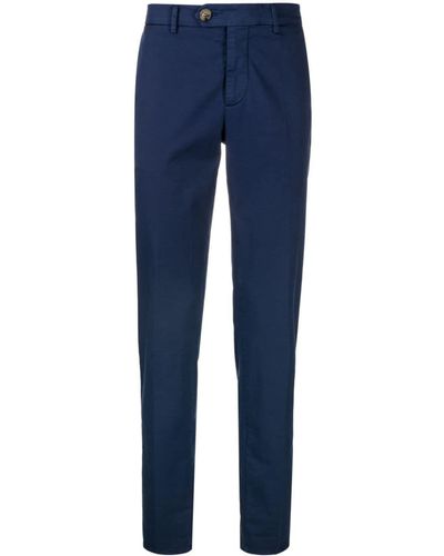 Brunello Cucinelli Twill Plooibroek Met Toelopende Pijpen - Blauw