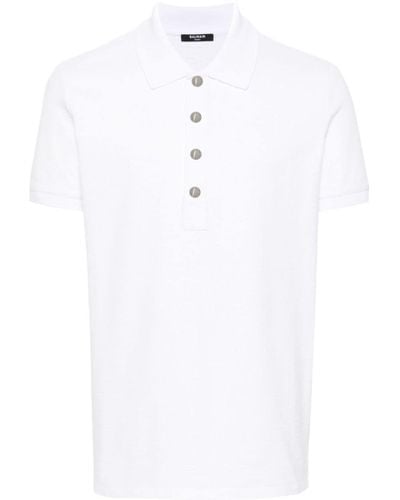 Balmain Poloshirt mit Monogrammmuster - Weiß