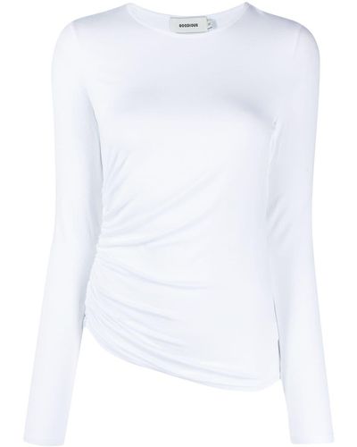 GOODIOUS Sweatshirt mit Raffung - Weiß