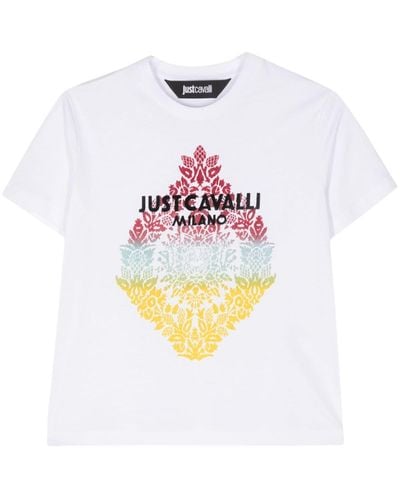 Just Cavalli Flocked-logo Cotton T-shirt - White
