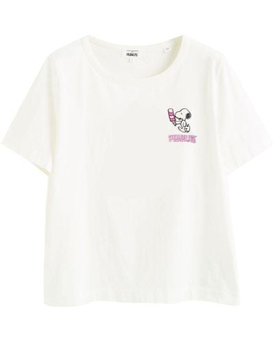 Chinti & Parker Embroidered Peanuts Motif Organic Cotton T-shirt - White