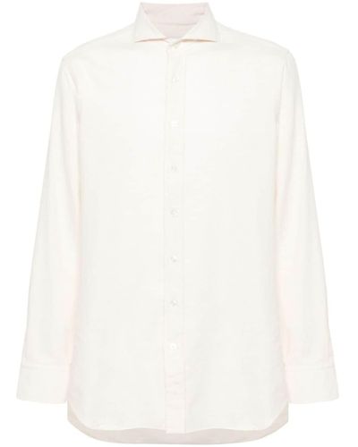 Lardini Cutaway-collar Flannel Shirt - White