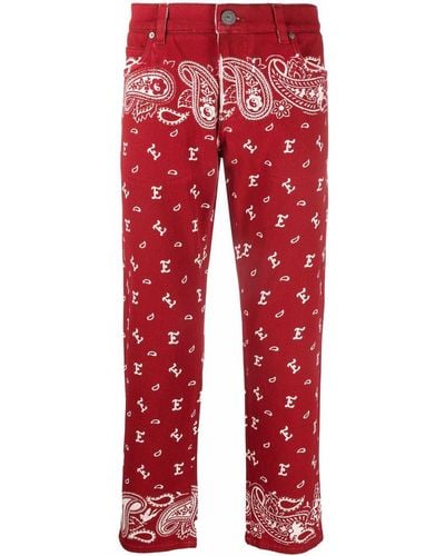 Etro Gerade Jeans mit Paisley-Print - Rot
