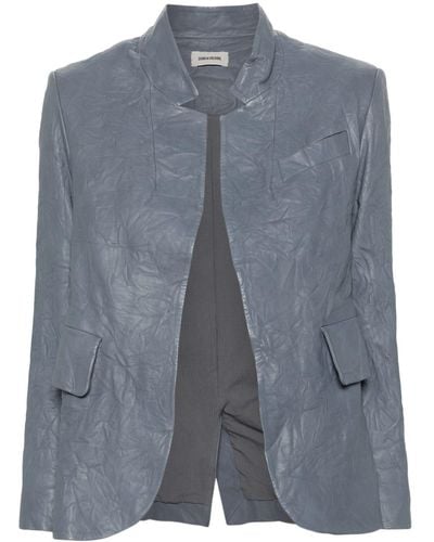 Zadig & Voltaire Verys Crinkled Leather Blazer - Blue