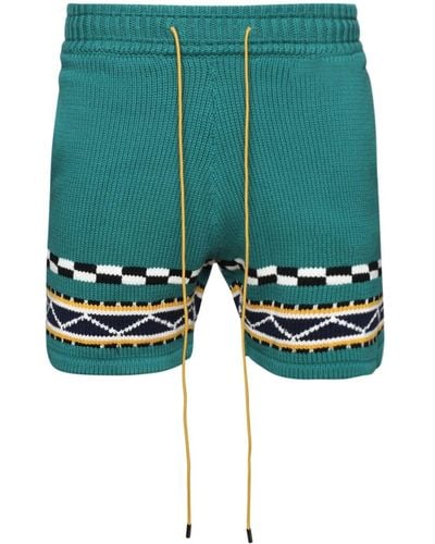 Rhude Bateau Intarsia-knit Shorts - Blue