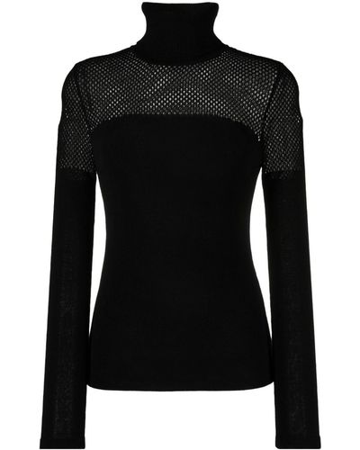 P.A.R.O.S.H. Mesh-panelling Roll-neck Jumper - Black