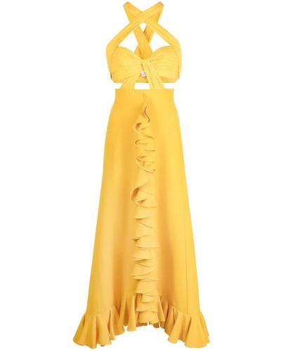 Giambattista Valli Robe longue sans manches à dos-nu - Jaune