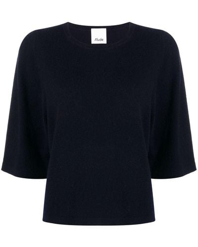 Allude Wool-cashmere Half-sleeve Jumper - Blue