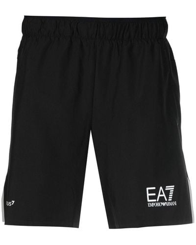 EA7 Joggingshorts mit Logo-Print - Schwarz