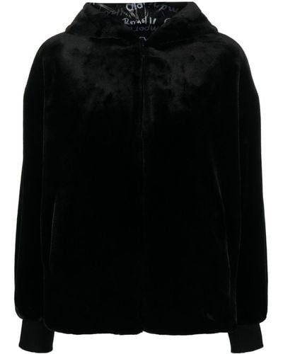 Emporio Armani Faux-fur Hooded Jacket - Black