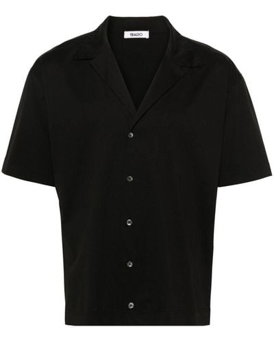 Eraldo Camp-collar Cotton Shirt - Black