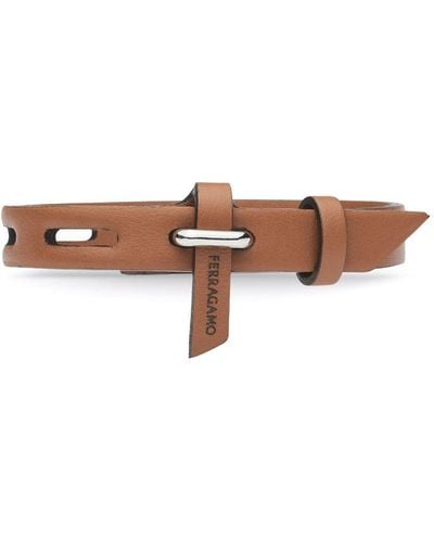 Ferragamo Logo-print Leather Bracelet - Brown