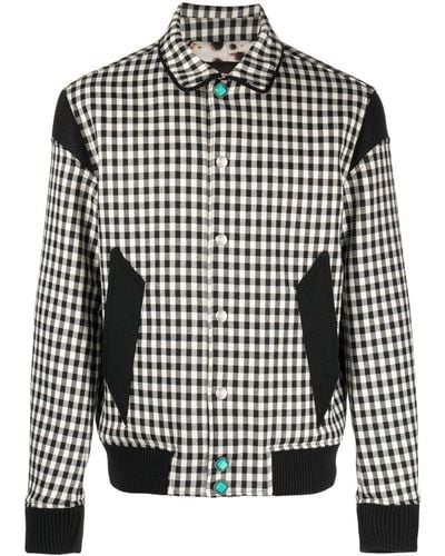 Roberto Cavalli Gingham-check Shirt-collar Jacket - Black