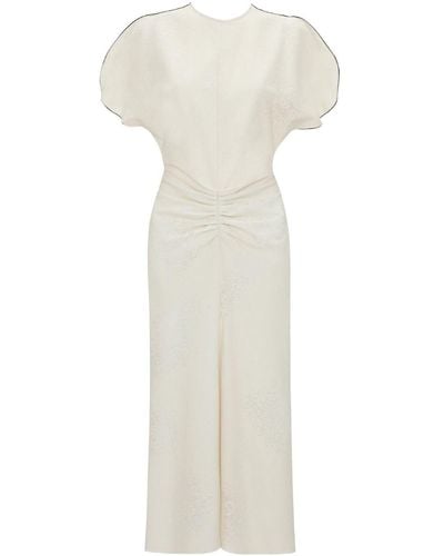 Victoria Beckham Midi-jurk Met Gesmockte Taille - Wit
