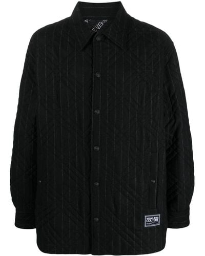 Versace Pinstripe Quilted Jacket - Black