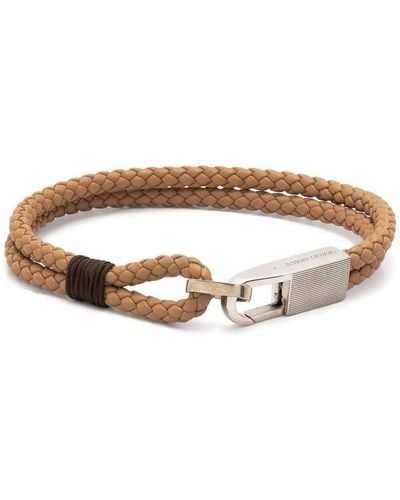 Giorgio Armani Bracelet en cuir à design tressé - Blanc