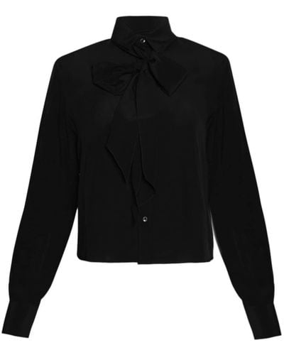 Wardrobe NYC Bluse aus Seide mit Schaldetail - Schwarz