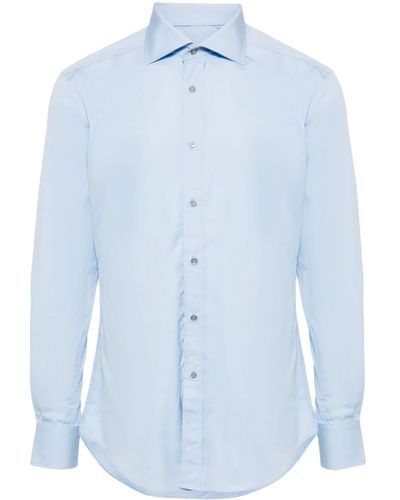 Gucci Chemise en coton à col italien - Bleu