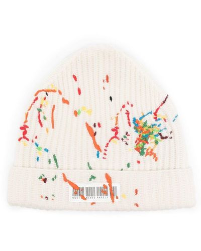 Mostly Heard Rarely Seen Barcode-detail Embroidered Beanie - White