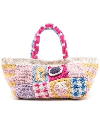 Nannacay Bolso shopper Abbie con diseño patchwork - Rosa