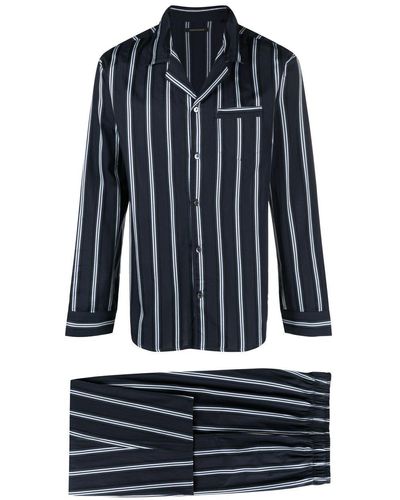 Schiesser Striped Cotton Pyjama Shirt - Blue