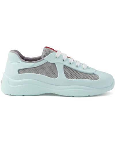 Prada America's Cup Sneakers Met Vlakken - Blauw