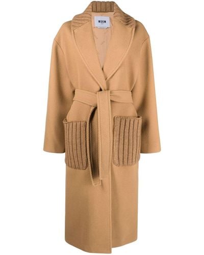 MSGM Coat With Wool Panels - Natural
